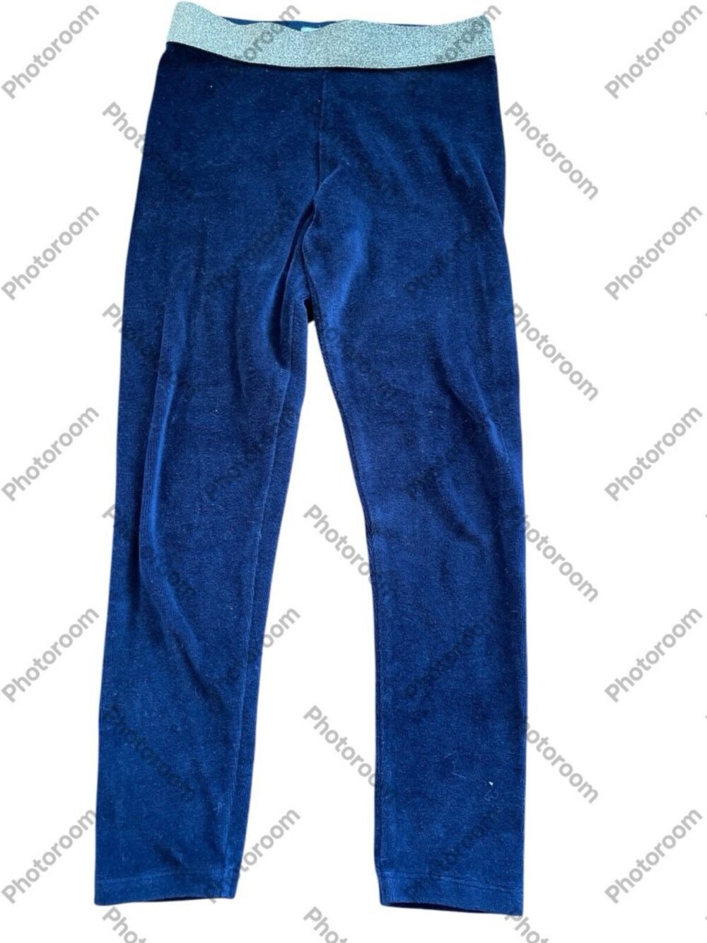 Mini Boden Girls Navy Velour Leggings Sparkly Gold Waistband 5-6Y